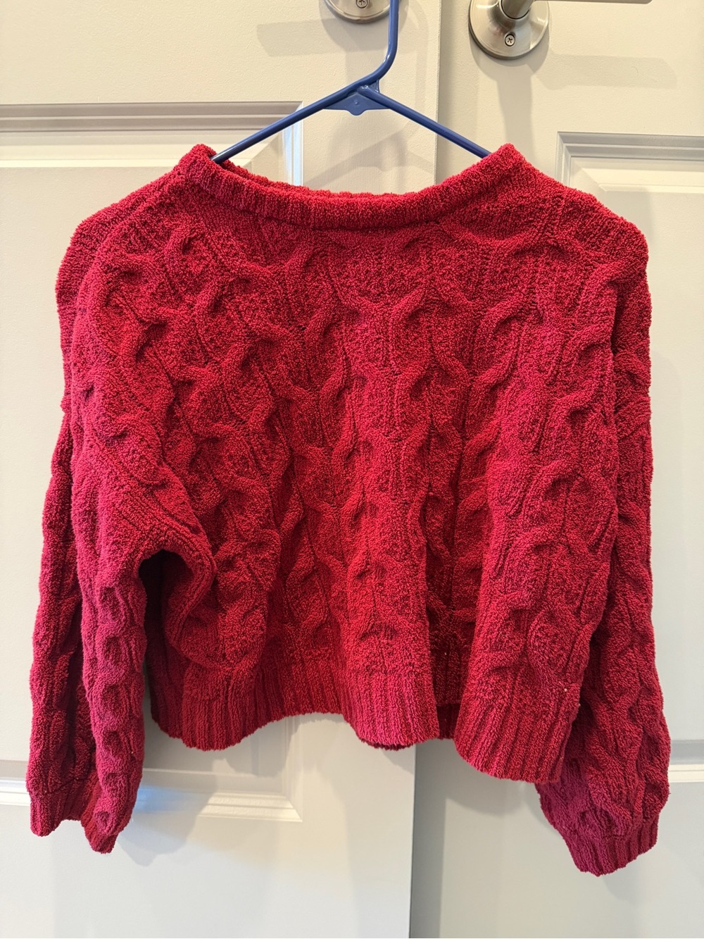 moon & madison Red Cable-Knit Crewneck Sweater